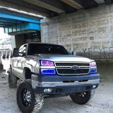 03-07 Chevrolet Silverado 4 Ring & Top & Bottom Perimeter Halo Headlight Build