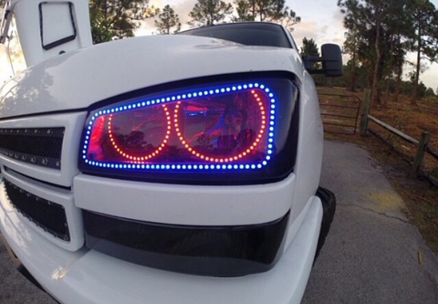 03-07 Chevrolet Silverado 4 Ring & Perimeter Halo Headlight Build