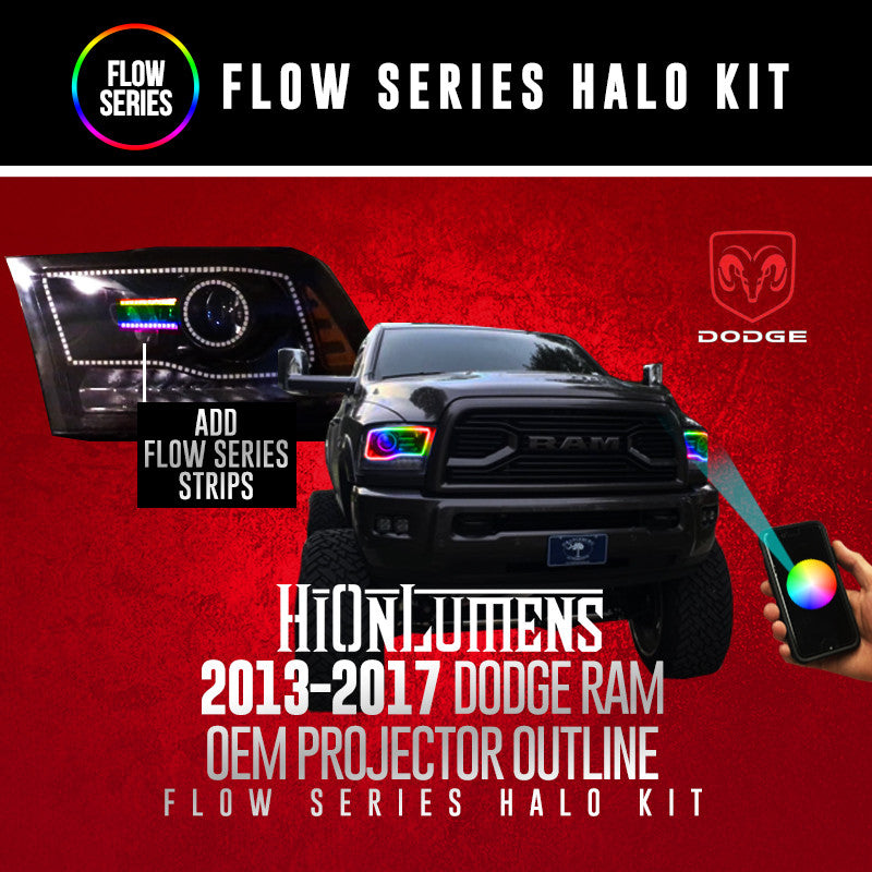 2013-2017 Dodge Ram OEM Projector Outline Flow Series Halo Kit