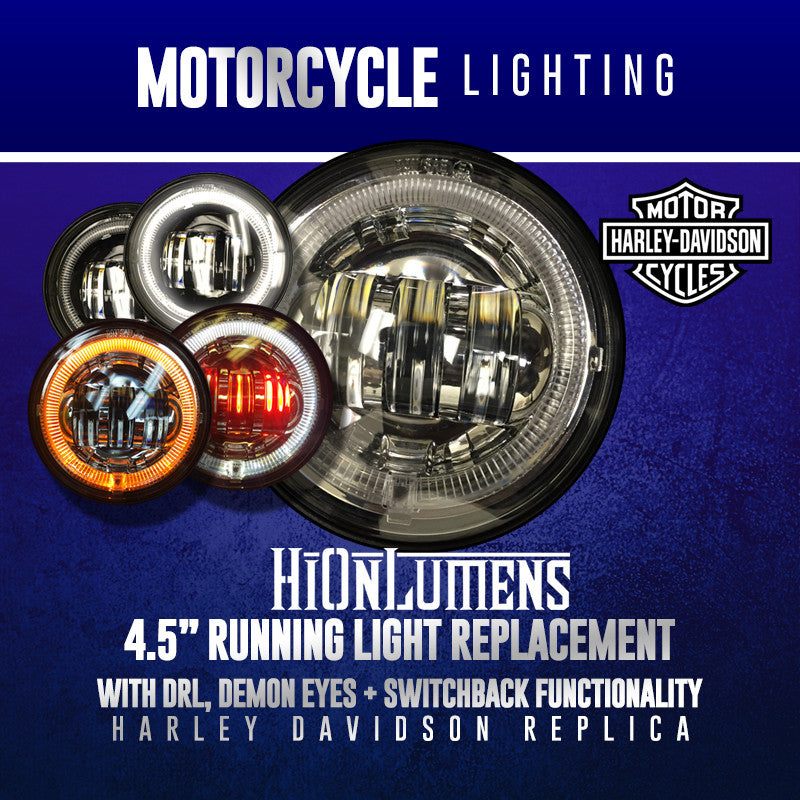 4.5" Harley Davidson Running Light Replacement (With DRL, Demon Eyes + Switchback Functionality)