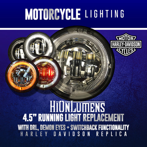 4.5" Harley Davidson Running Light Replacement (With DRL, Demon Eyes + Switchback Functionality)