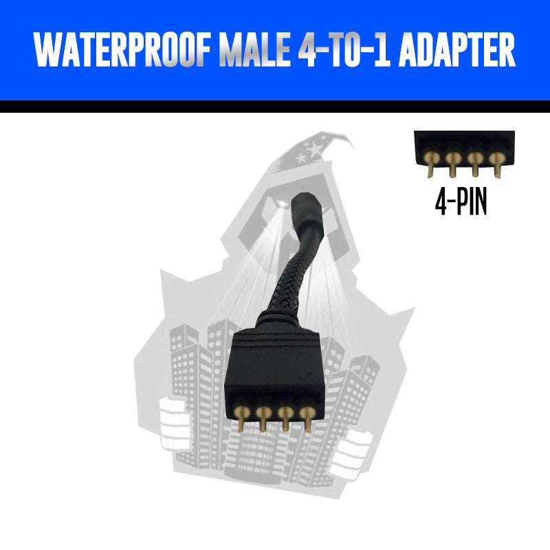 Waterproof Male > 4-to-1 Adapter